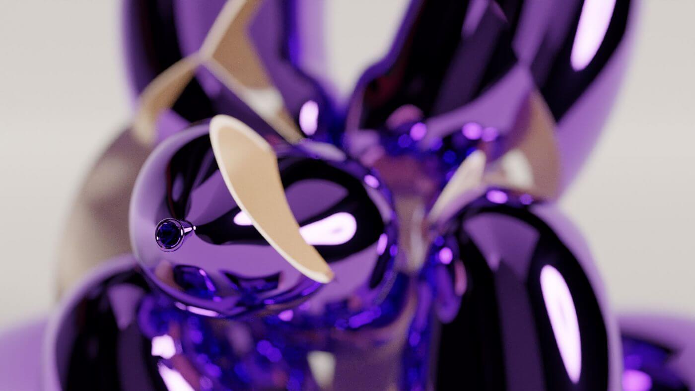 Jeff Koons Balloon Rabbit Fractured front detail 5